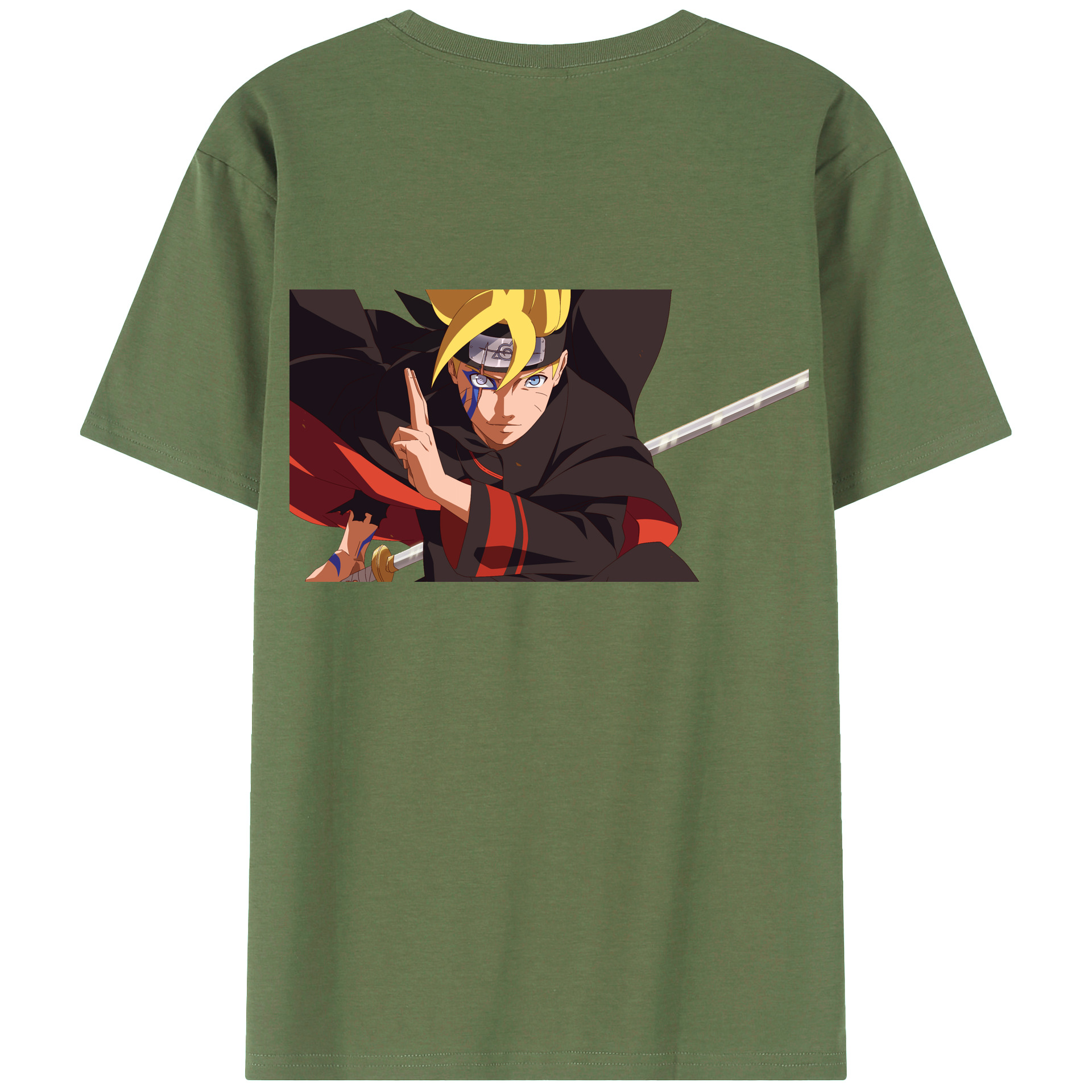 （画像用） NARUTO -ナルト- うずまき ボルト Uzumaki Boruto 綿100％ メンズ半袖Tシャツ（バックプリント） 通気性